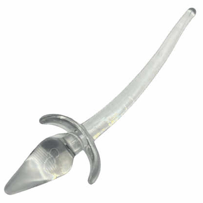 Image of transparent butt plug with long jelly like tail