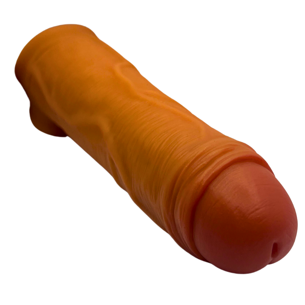 View of the Smooth Cock Sleeve looking directly down the sleeve from the tip toward the base/camera.