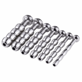 Image of 7 Stainless Steel Urethral Sounding Plugs in ascending order