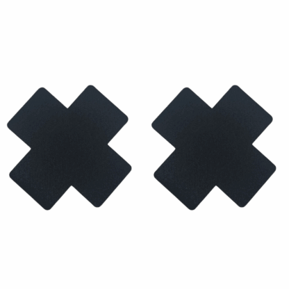 Image of two black cross nipple stickers